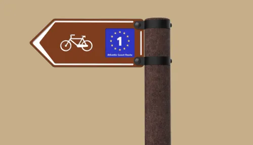 Placa direcional Rotas Cicláveis