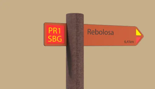 Placa direcional percursos pedestres