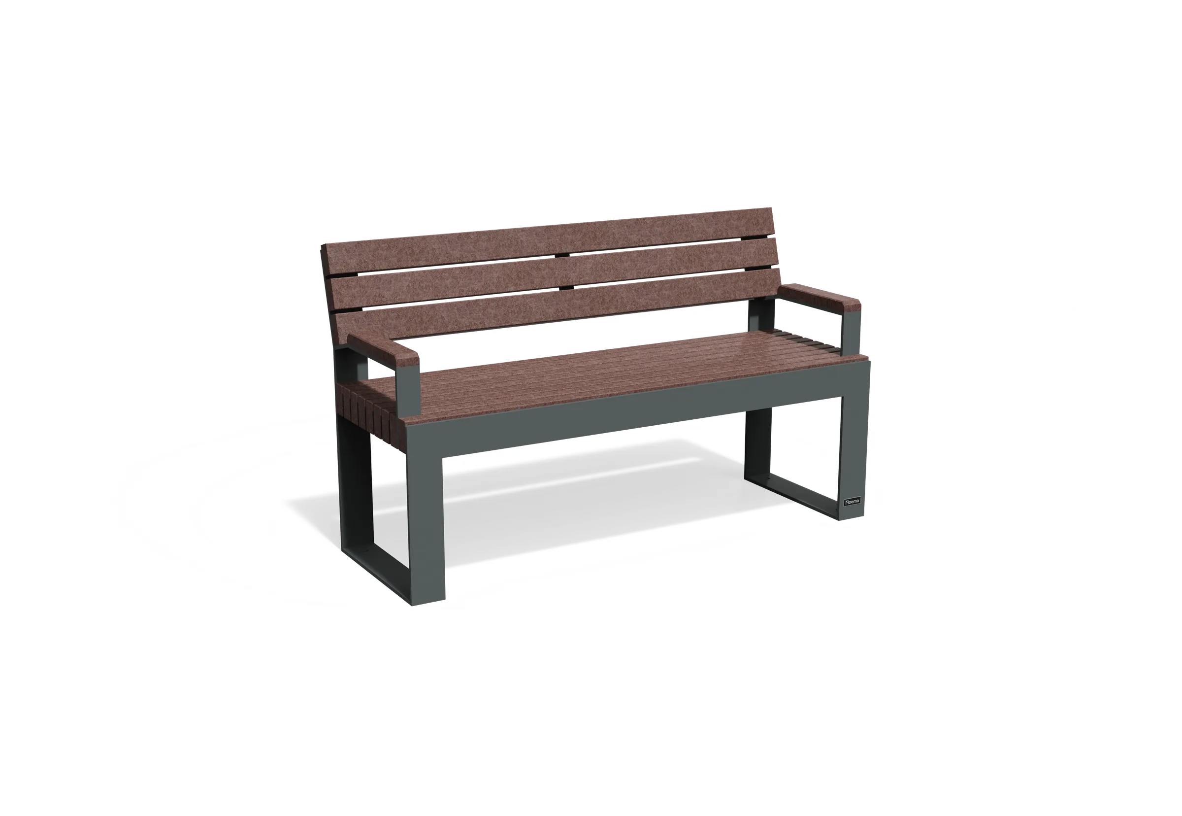 Bench with backrest and armrest Frame